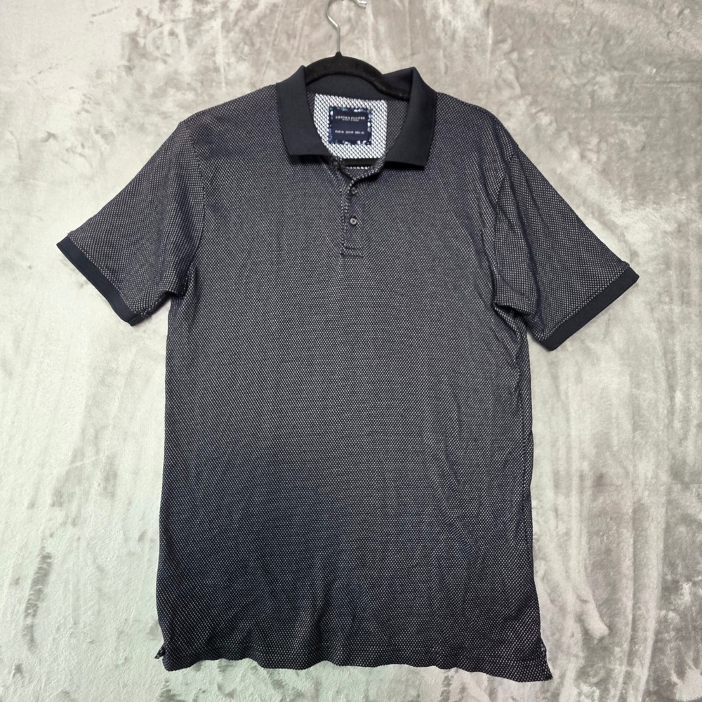 Denim & Flower Ricky Singh Mens Navy Blue Micro Dot Polo Shirt Size M